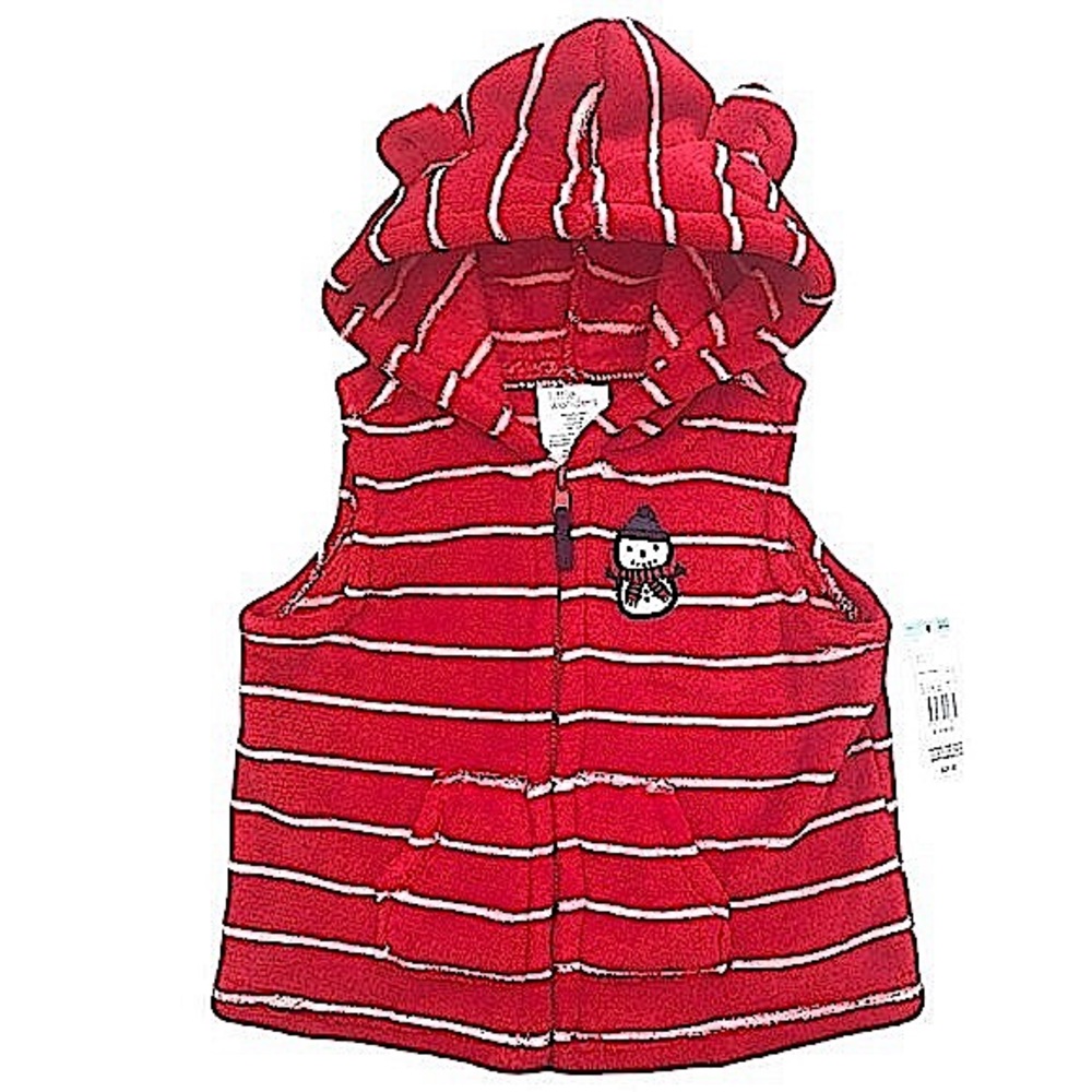 Little Wonders Winter Snowman Red Stripe Hoodie